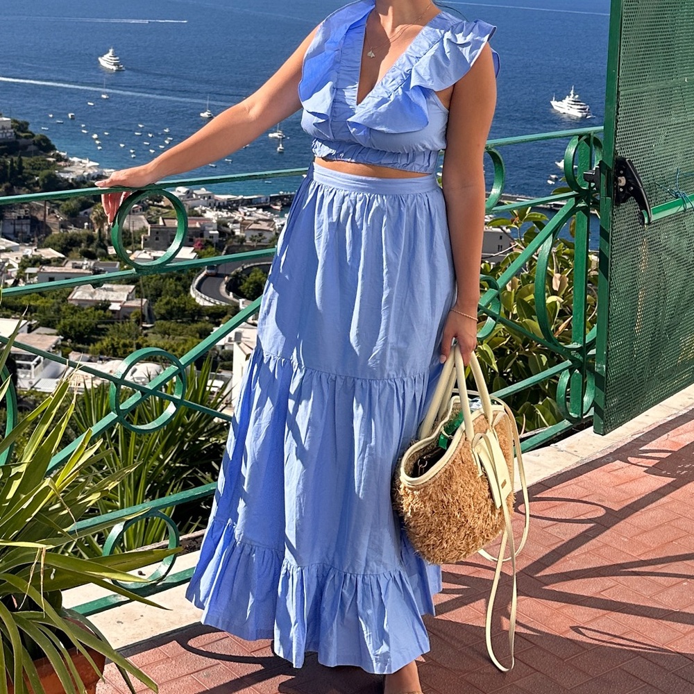 Light Blue Ruffle Tie-Front Set - Picture 4 of 4